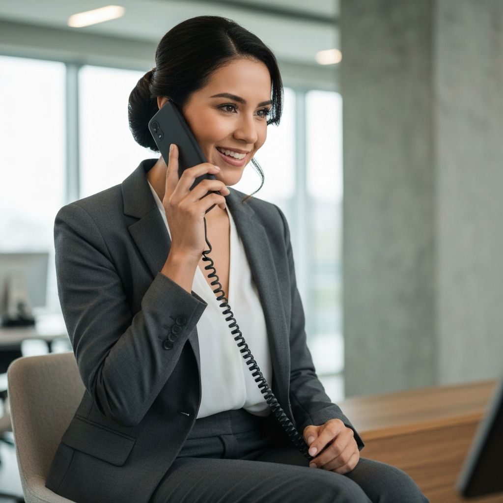 Professional talking on phone in modern office